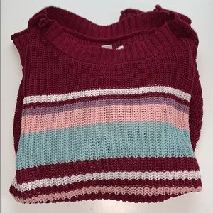 Maroon sweater with stripes!
